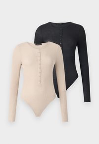 2 PACK - Top dugih rukava - black/light taupe