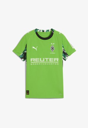 Grøn sportstrøje med sorte kanter, med camouflagemønstrede ærmer, PUMA-logo og teksten "REUTER" i hvid. 125 Jahre badge inkluderet.