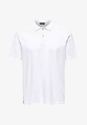 Witte polo shirt van katoen, met een klassieke kraag, twee knopen aan de sluiting en een klein merklabel aan de zoom. Korte mouwen.