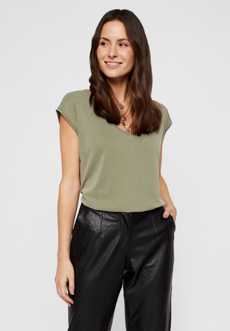 Pieces T-shirt básica - deep lichen green