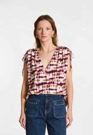 AMPLE À TIE & DYE - T-shirt imprimé - ecru burgundy