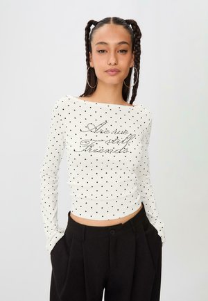 POLKA DOT PLACEMENT PRINT BOAT NECK - Top s dlhým rukávom - white