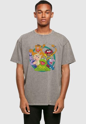 MUPPETS - GROUP CIRCLE ACID WASHED - T-shirt imprimé - asphalt