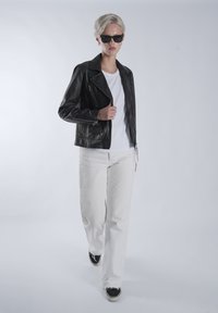 Mira Paris MI AMOR EMBROIDERY BIKER PERFECTO JACKET - Kožená bunda - black