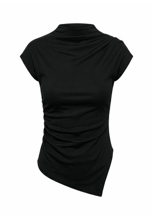 Object, TOP RUCHED ASYMMETRIC - T-shirt imprimé - black
