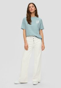 QS T-shirt print - helles türkis