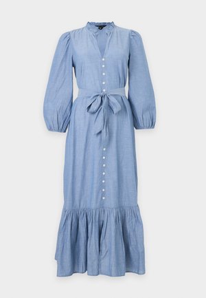 New Look, LIGHT  CHAMBRAY GRANDAD NECK MIDI DRESS - Vestido camisero - blue