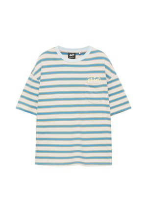 PULL&BEAR, STRIPED STWD WITH POCKET - T-SHIRT - T-shirt imprimé - blue
