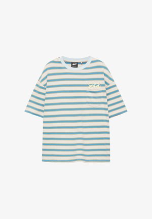 PULL&BEAR, STRIPED STWD WITH POCKET - T-SHIRT - T-shirt imprimé - blue