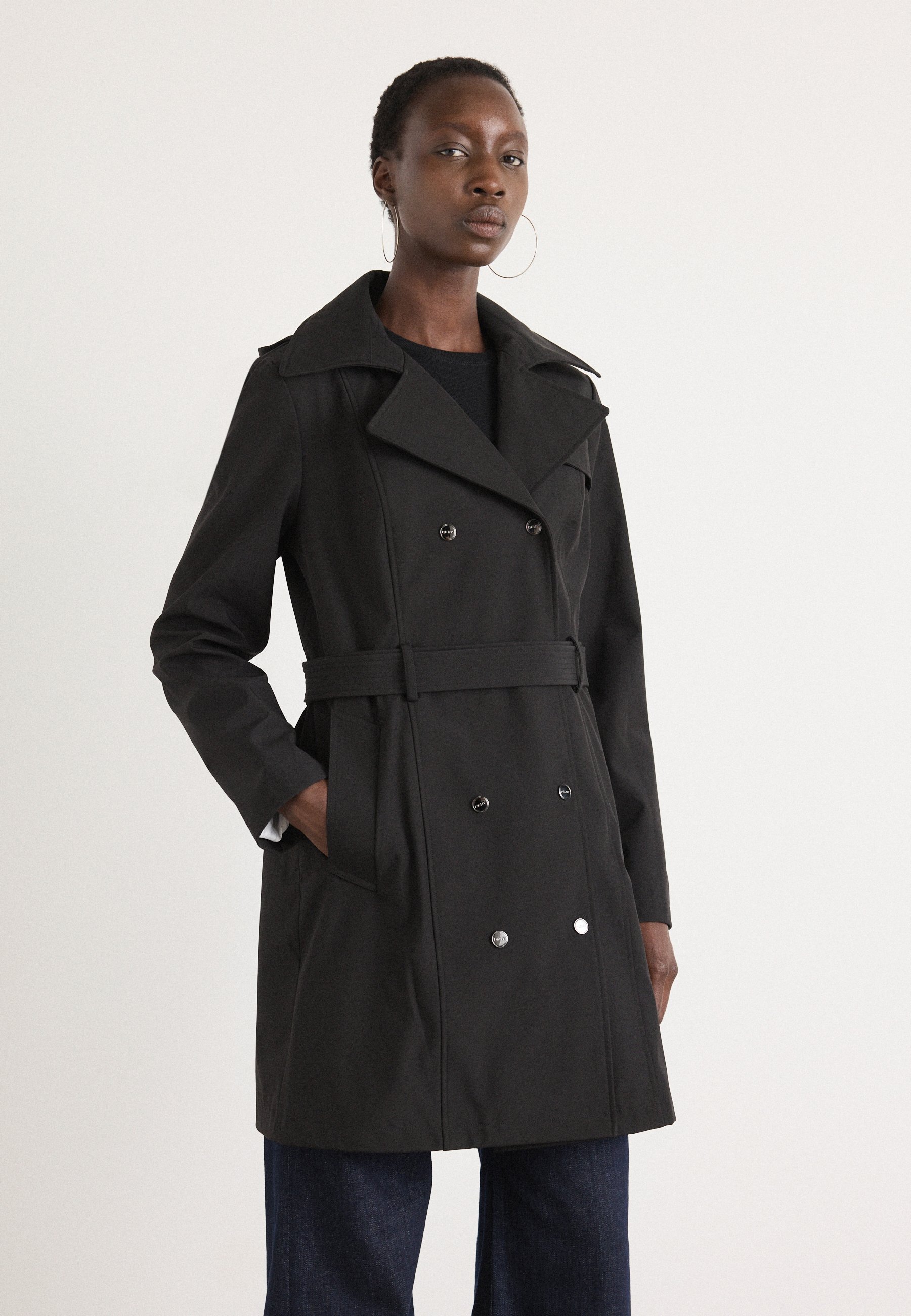 Trench Coat Double Boutonnage DKNY Noir - Taille XS Femme - Occasion Très Bon État (Manque Ceinture)