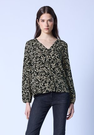 V-NECK MIT KNÖPFEN - Blus - schwarz