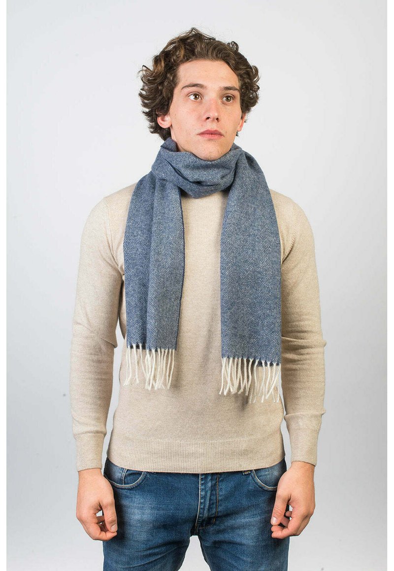 Dalle Piane Cashmere HERRINGBONE - Sjal / Tørklæder - blu