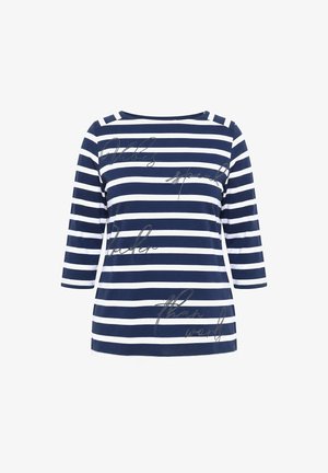 Ulla Popken, STRIPED SCRIPT LETTERING 3/4 SLEEVE TEE - Longsleeve - marine