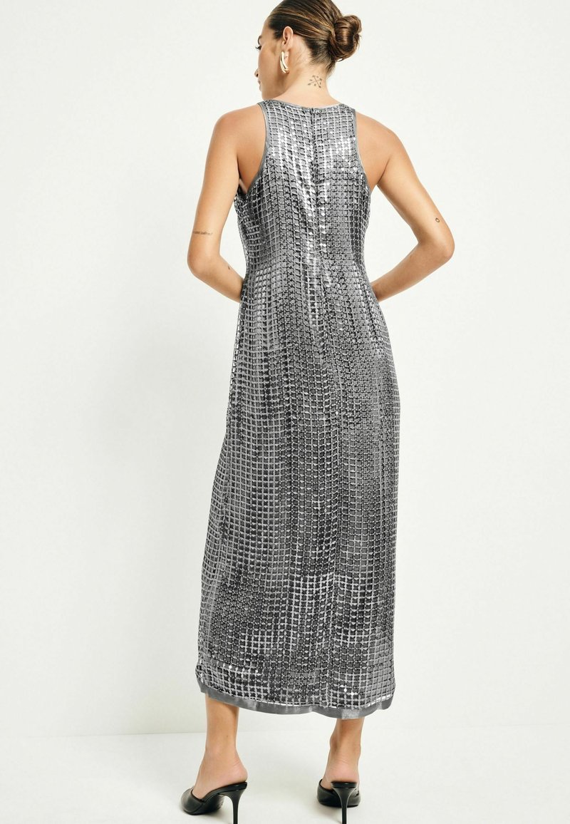 next silver dress Next TALL SEQUIN RACER MIDI - Cocktail dress / Party dress - silver/silver-coloured