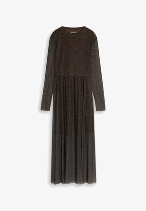 TOM TAILOR DENIM, TOM TAILOR DENIM KLEIDER & JUMPSUITS FITTED MESH MIDI-KLEID MIT ANIMAL-PR - Jurk - brown black leo print