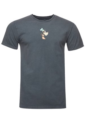 Tmavě šedé bavlněné tričko s malou, vícebarevnou grafikou Goofy na hrudi. Krátké rukávy a kulatý výstřih.