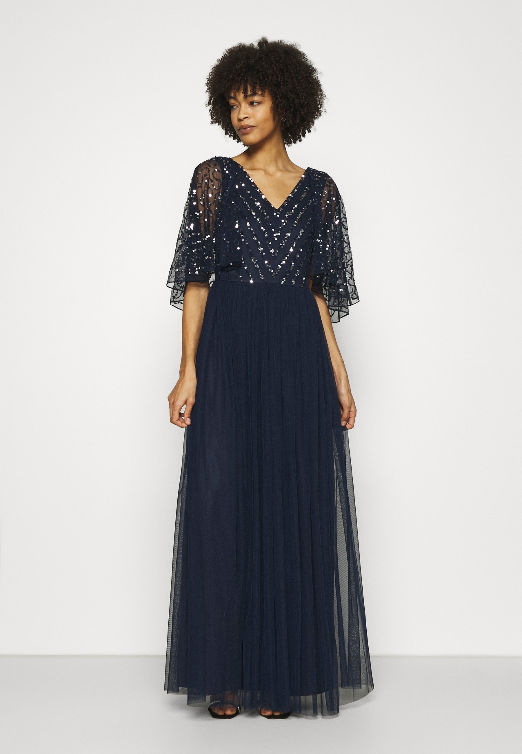 embellished maxi dress navy