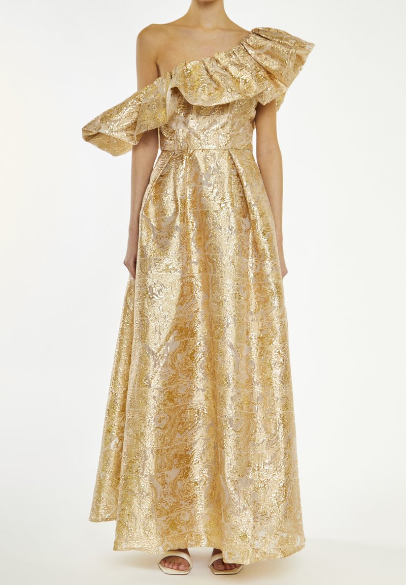 True Decadence PUFF ONE SHOULDER - Iltapuku - gold translucent jacquard