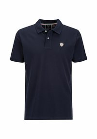Navyblauwe polo shirt gemaakt van katoen met een kraag, twee knopen en een klein embleem op de borst. Korte mouwen en een klassieke pasvorm.