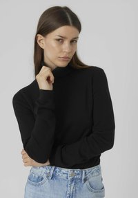 Vero Moda VMHAPPINESS LS ROLLNK GA BOO LCS - Džemperis - black