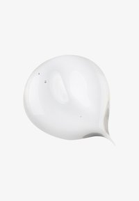 White, smooth, glossy cream with a droplet shape, featuring a subtle sheen and a few small bubbles on the surface.