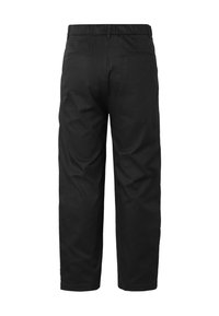 Pantalon noir droit vu de dos avec passants de ceinture et deux poches arrière horizontales.