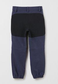 Navy ja mustad naiste välispüksid elastsete mansettidega, värvikblokiga disain ja sile tekstuur. Kujundatud aktiivseks kasutamiseks.