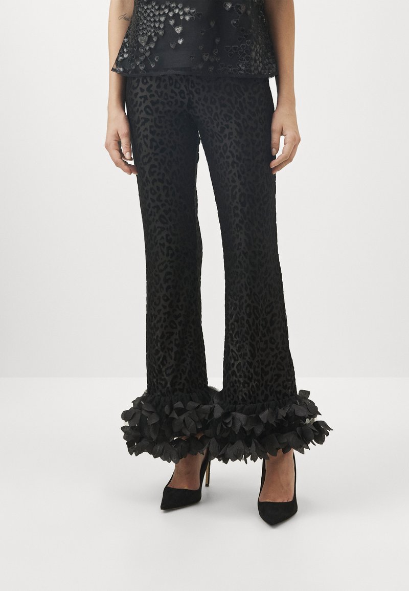Ida Sjöstedt FOXY TROUSERS - Trousers - black leo