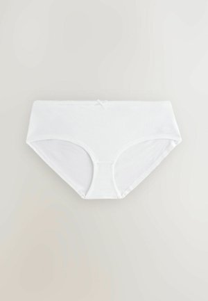 Culotte blanche en coton avec une texture douce, présentant un design minimaliste et une taille élastique pour le confort et l'ajustement.