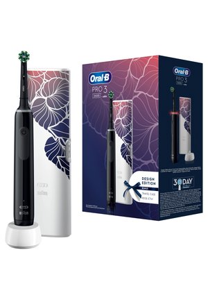ORAL-B ELEKTRISCHE ZAHNBÜRSTE - PRO 3 - BLACK + REISEETUI FLORAL DESIGN - Electric toothbrush - black