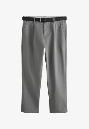 Next, REGULAR TAPERED FIT - SINGLE PLEAT CHINO TROUSERS WITH BELT . - Chinot - light grey