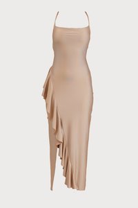 WEDDING GRACE RUFFLE MAXI - Robe en jersey - champagne