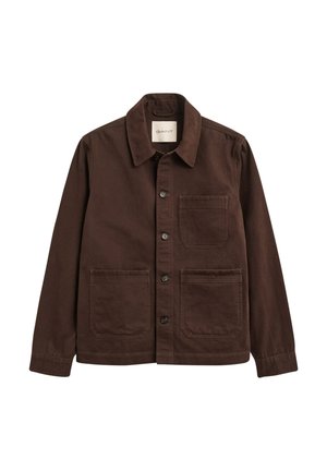 GANT, REG BRUSHED TWILL OVERSHIRT - Veste légère - black brown