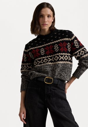 SNOWFLAKE-MOTIF WOOL CREWNECK SWEATER - Neule - black multi