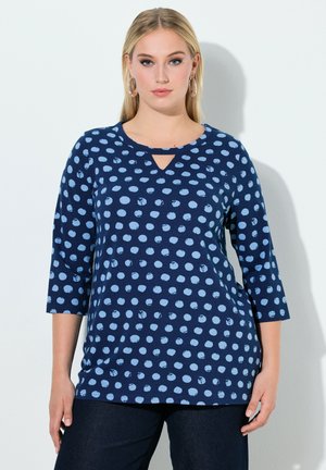 POLKA DOT 3/4 SLEEVE KEYHOLE CUTOUT TEE - Langærmet T-shirt - pale blue