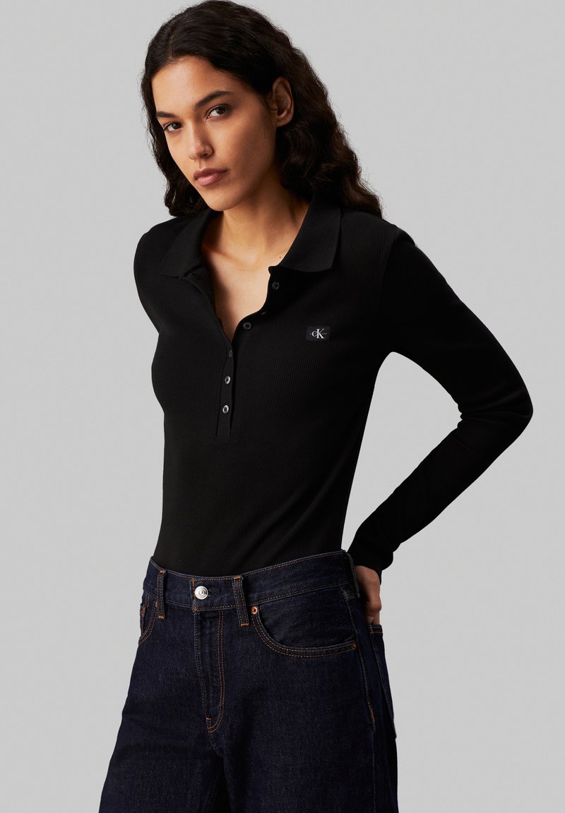 Calvin Klein Jeans Top s dlhým rukávom - black