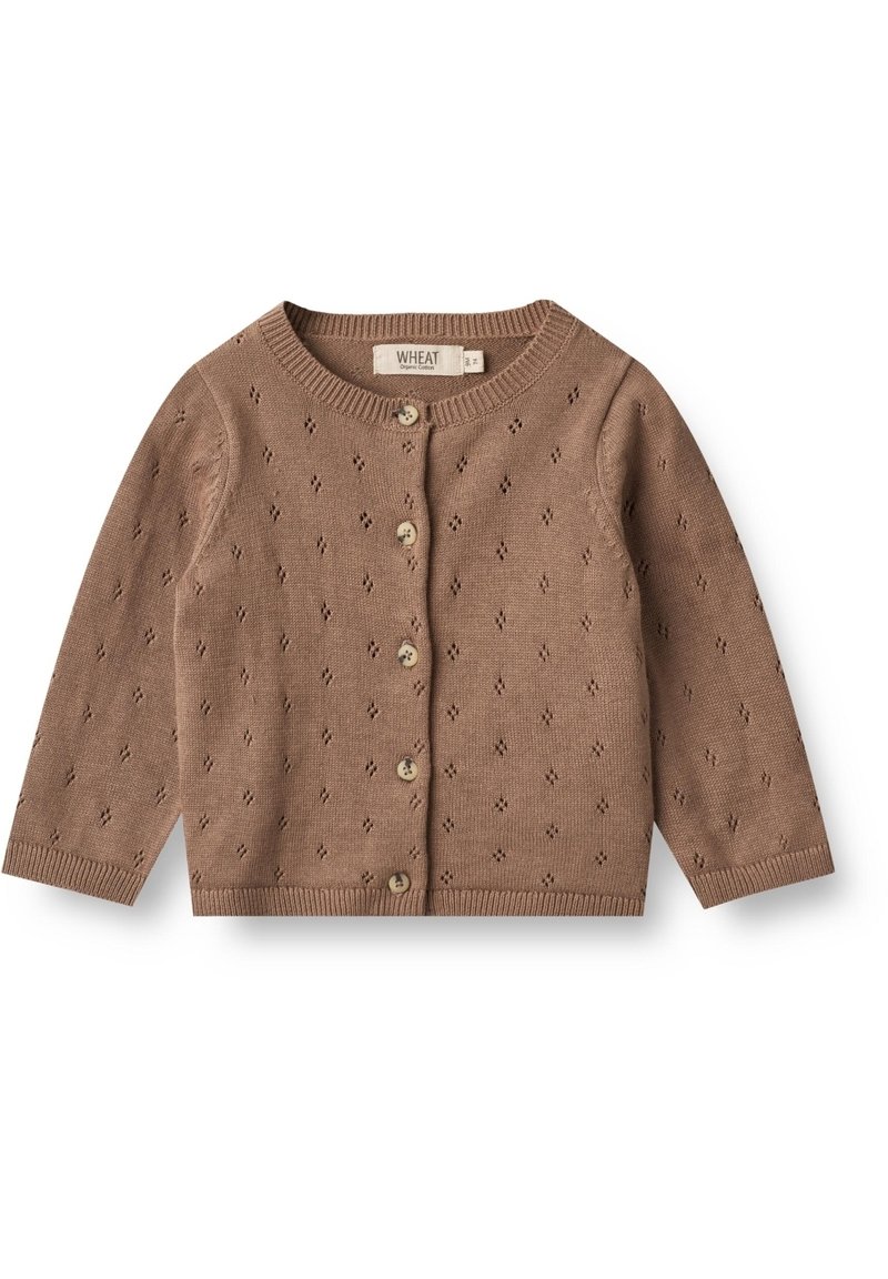 Maia Long Flare Sleeve Knit Button Down Cardigan - Chocolate Brown main image 1