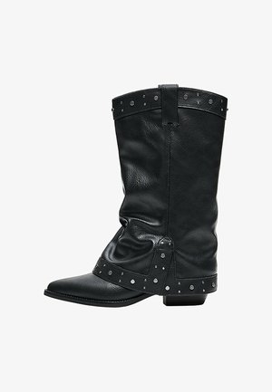 Bershka, TOPSTITCHING - COWBOY BOOTS - Bottes de cowboy / motard - black