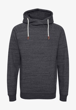 Tumehall kapuutsiga sviiter, mis on valmistatud tekstuurilisest kangast, millel on kenguru tasku, reguleeritavad kreemjad nöörid ja soonilised varrukad.