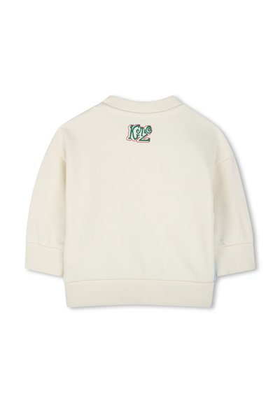 Crème-kleurige sweatshirt met een ronde halslijn, geribde manchetten en zoom, en een meerkleurig geborduurd "Kenzo" logo op de achterkant.