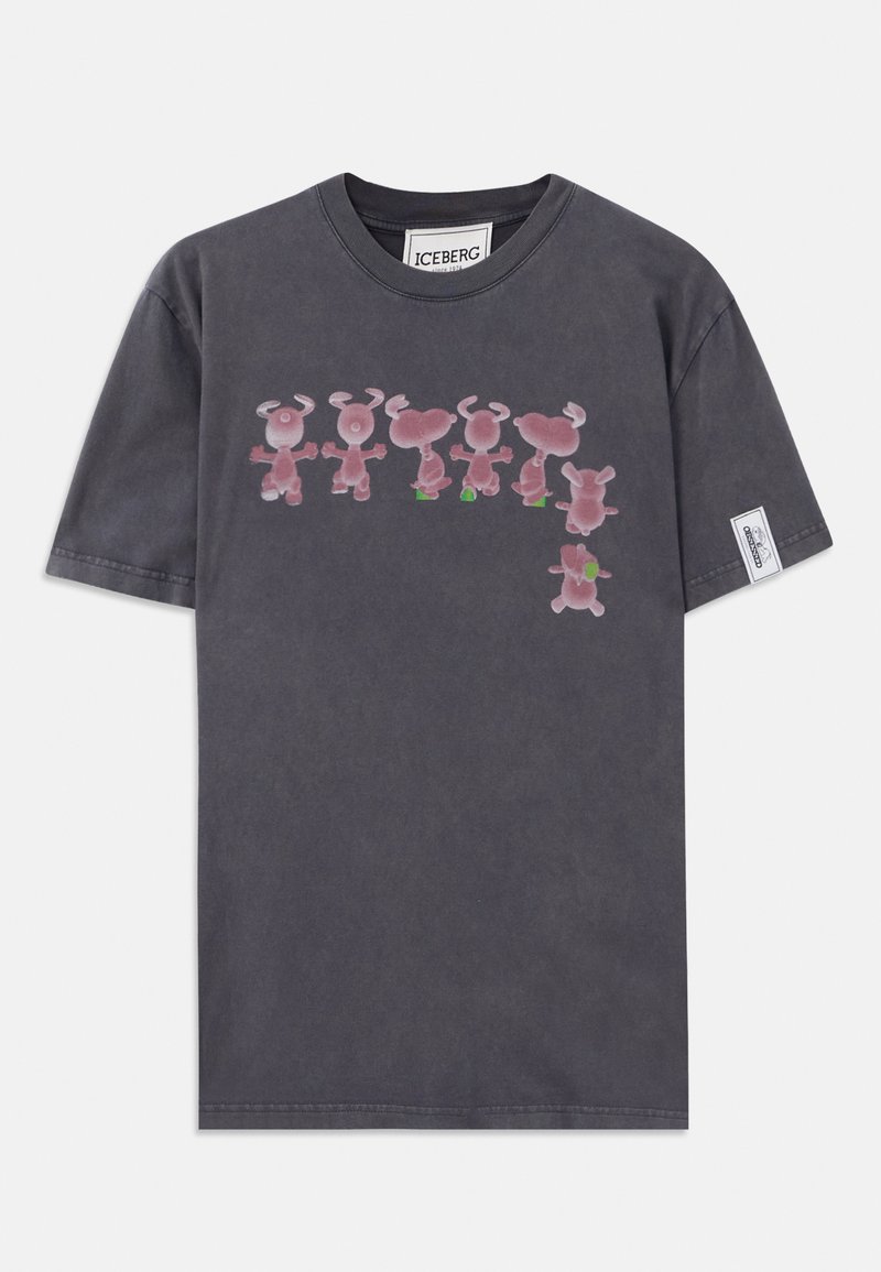 Iceberg T-shirt print donkergrijs gemêleerd