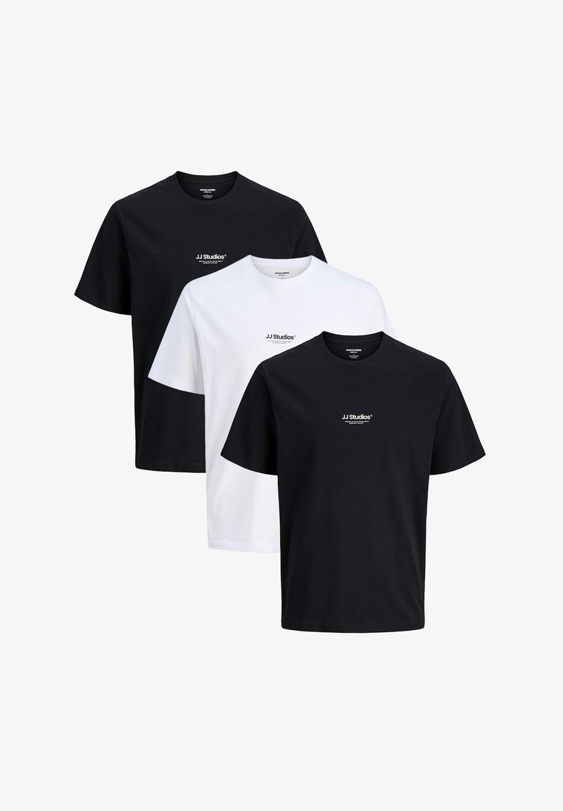Jack & Jones 3ER PACK SOHO - T-Shirt print - schwarz weiß