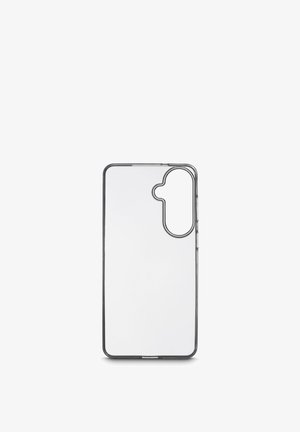 Clear, slim transparent smartphone case with a cutout for a vertically aligned dual camera and buttons on the side.