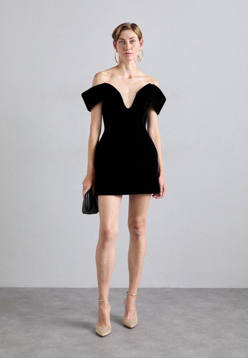 David Koma OFF SHOULDER STRUCTURED MINI DRESS - Juhlamekko - black