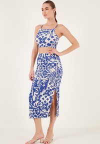 LELA SLIM FIT SET - Pieštukinis sijonas - blue