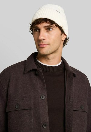 TOM TAILOR DENIM, TOM TAILOR DENIM ACCESSOIRE BEANIE MÜTZE MIT ZOPFMUSTER - Mütze - gardenia white