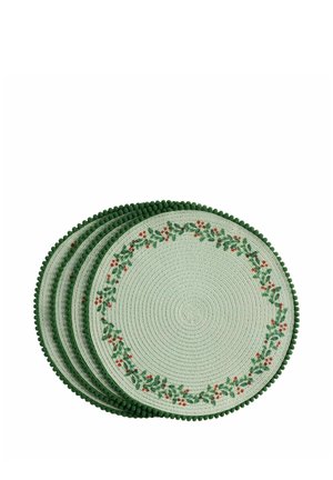 Next, SET OF 4 FOLIAGE WOVEN POM - Place mat - green