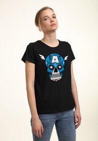 Marvel AVENGERS CLASSIC CAPTAIN AMERICA SUGAR SKULL - Triko s potiskem - black