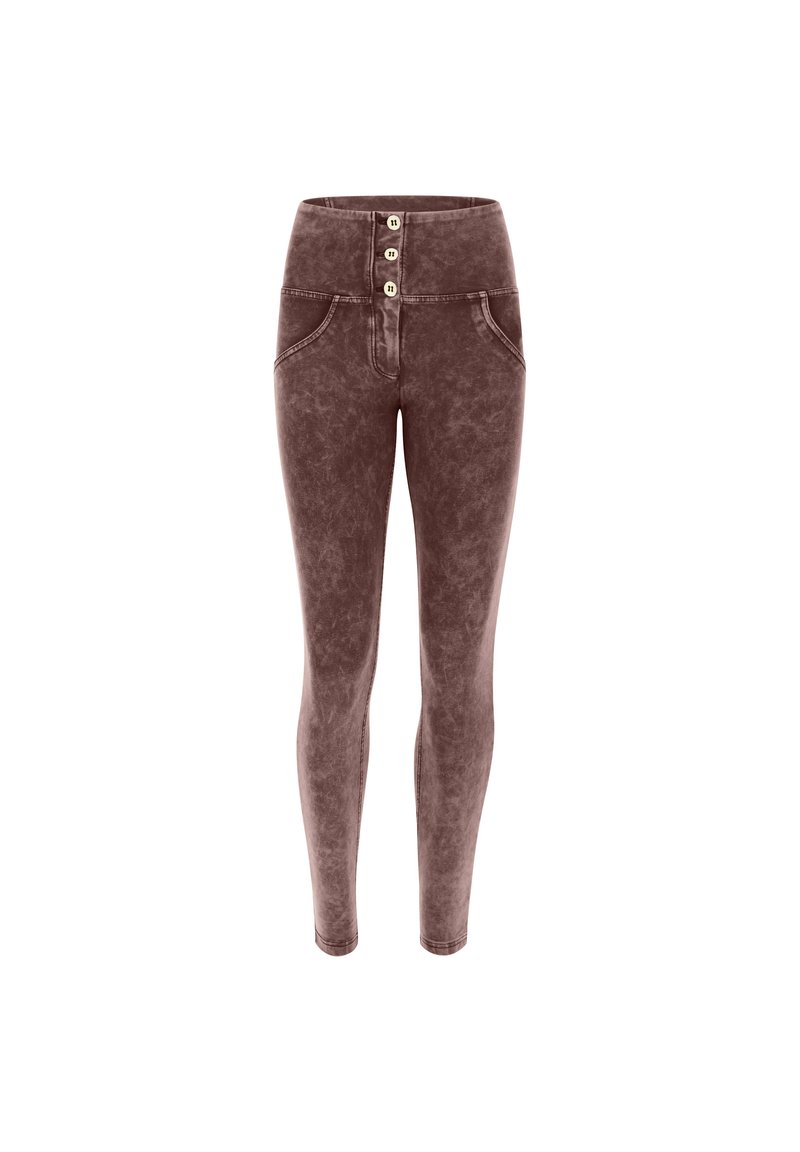 Freddy PUSH UP WR UP VITA ALTA CON BOTTONI BLEACHED - Leggings - french roast