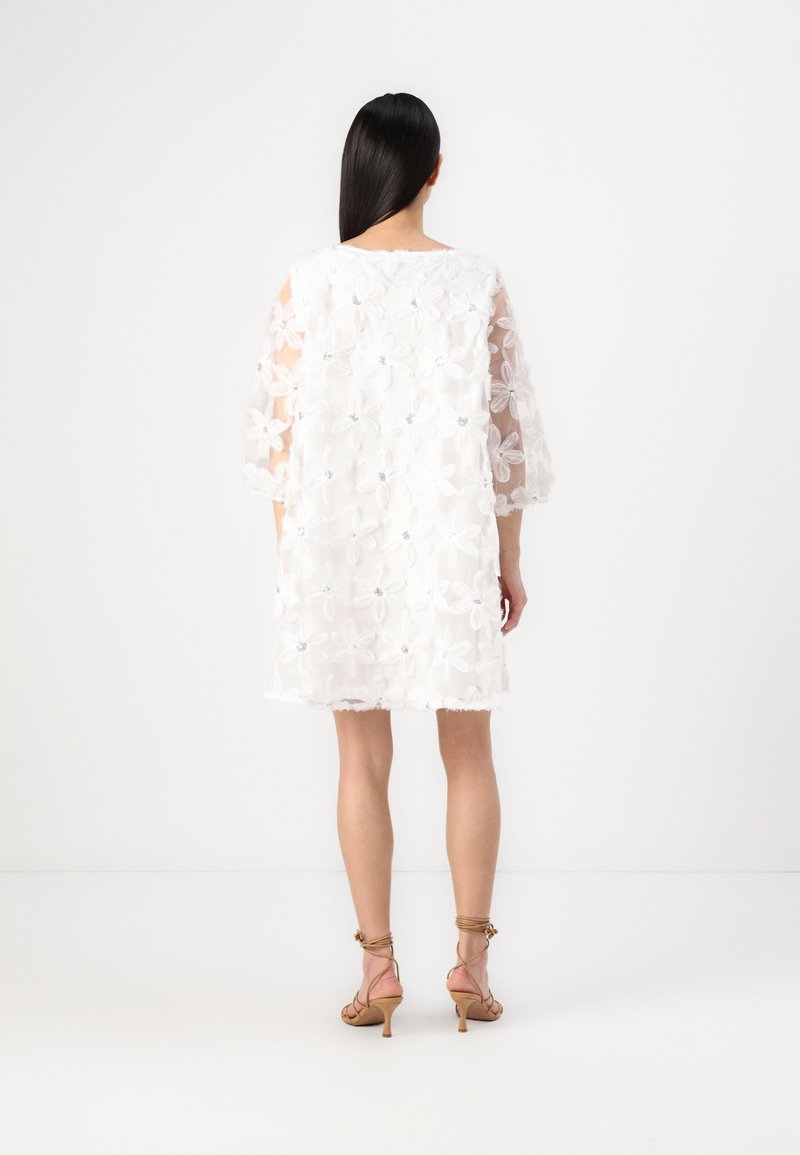 VILA VIFLORA BOATNECK SHORT DRESS - Day dress - snow white/white